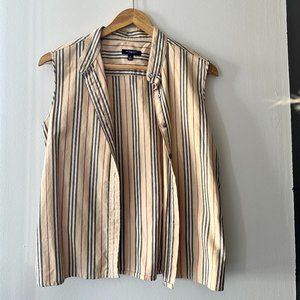 Burberry London Striped Button-Up Mockneck Top